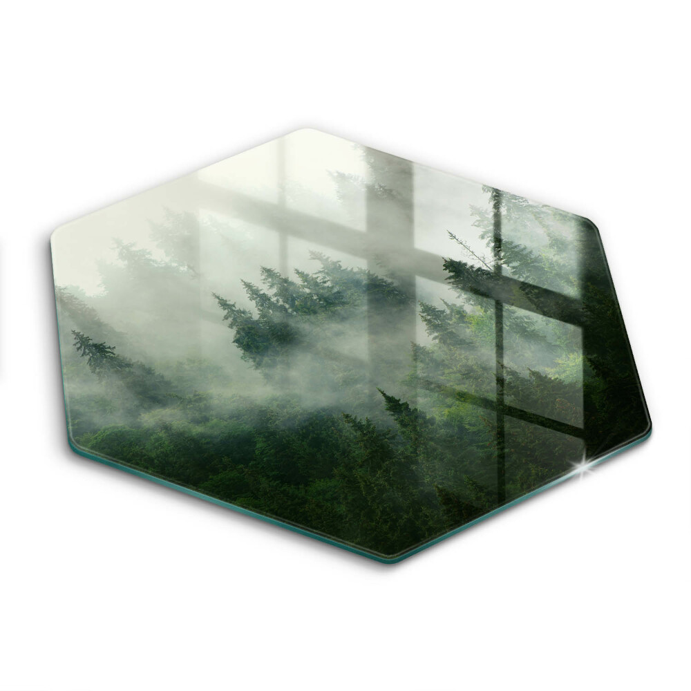 Chopping board glass Landscape of a hazy forest
