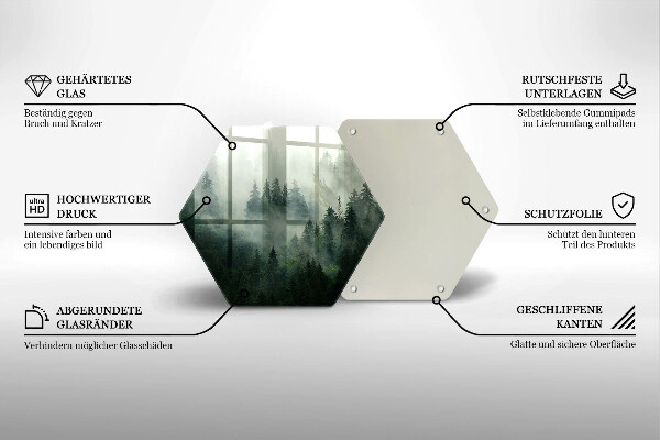 Chopping board glass Landscape of a hazy forest