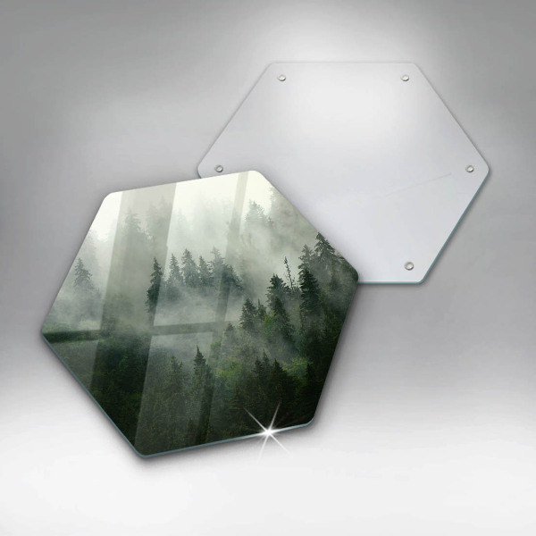 Chopping board glass Landscape of a hazy forest