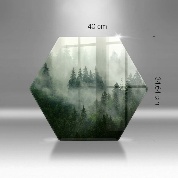 Chopping board glass Landscape of a hazy forest