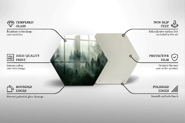 Chopping board glass Landscape of a hazy forest
