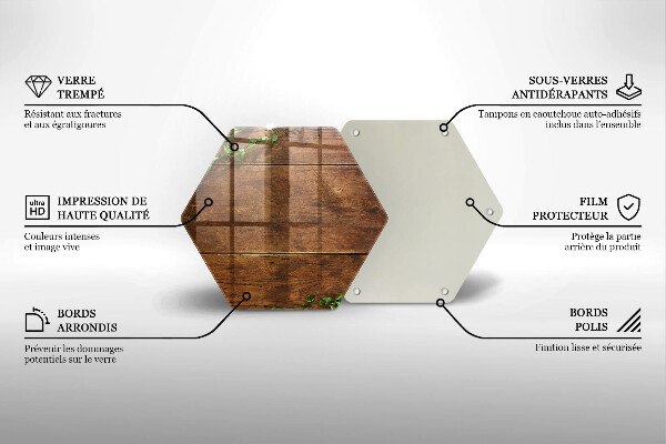 Chopping board glass Wooden boards and leaves