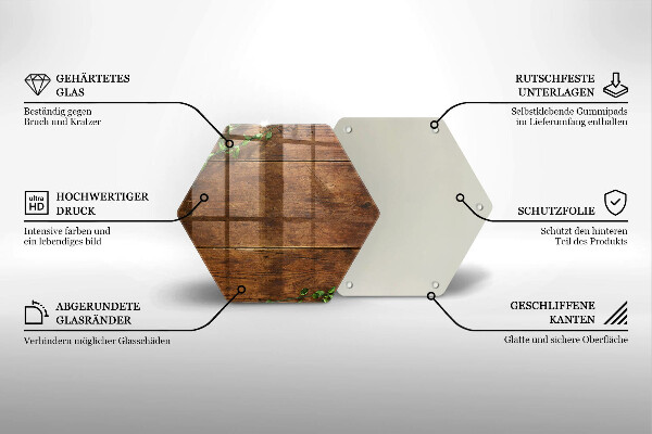 Chopping board glass Wooden boards and leaves