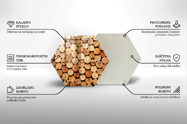 Chopping board glass Wine corks pattern