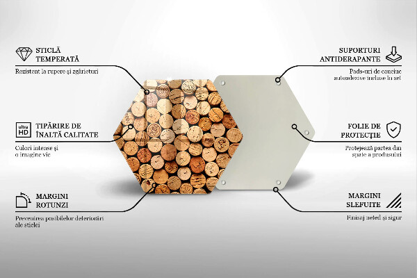 Chopping board glass Wine corks pattern