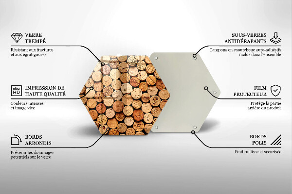 Chopping board glass Wine corks pattern