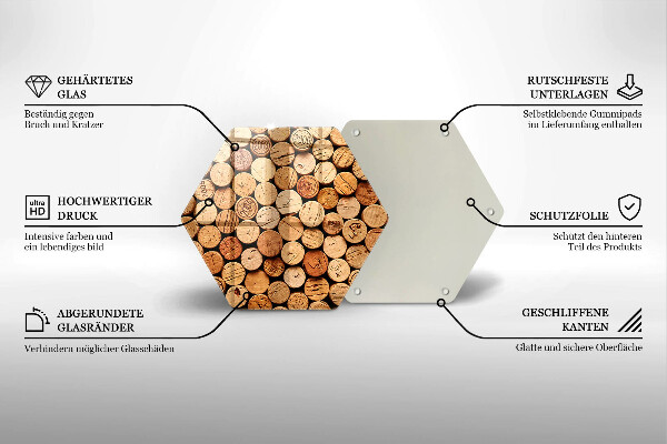 Chopping board glass Wine corks pattern