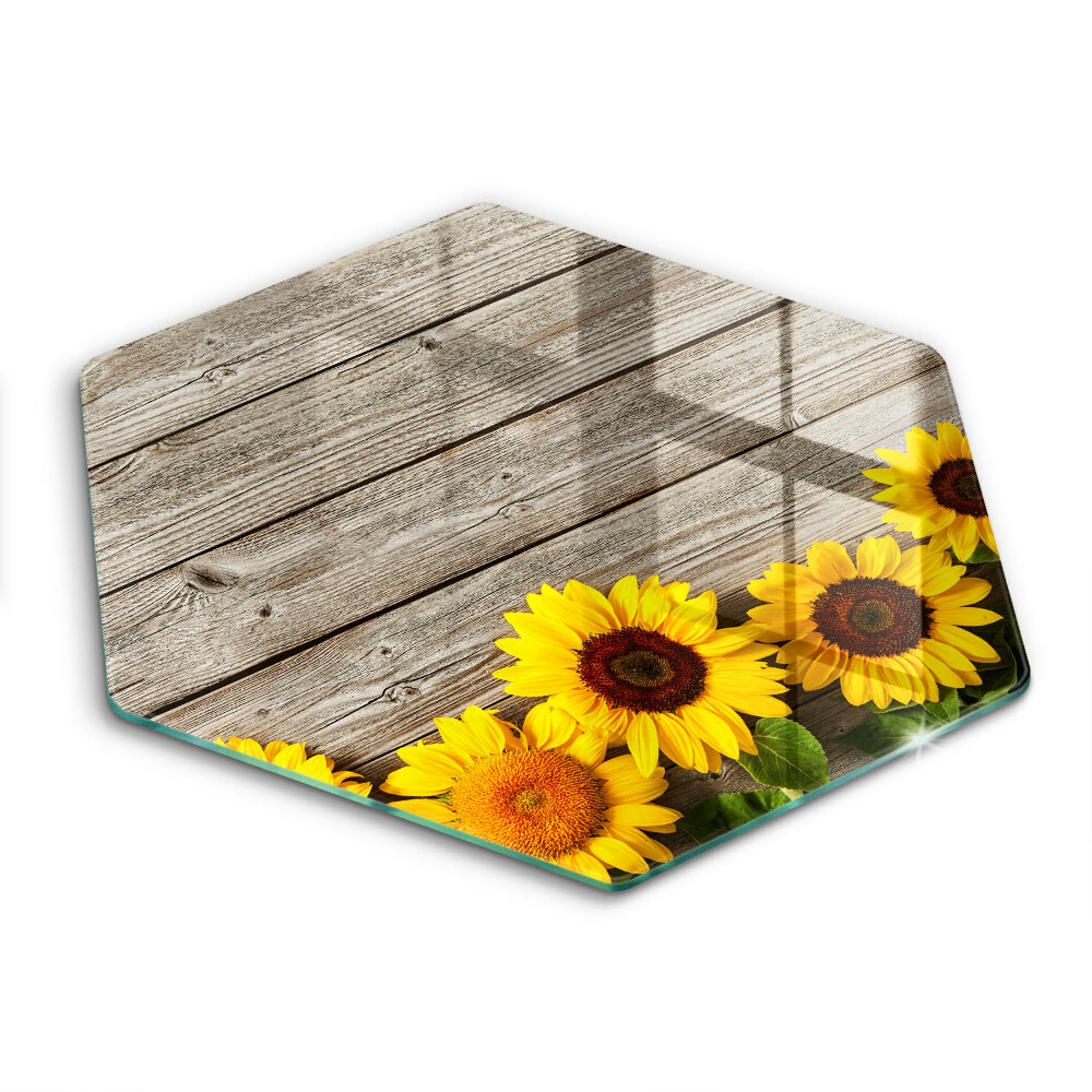 Chopping board glass Sunflowers on the boards