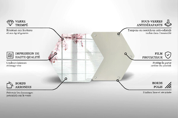 Chopping board glass Flowers on the boards