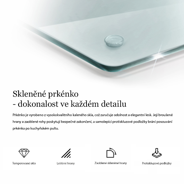 Transparent glass kitchen board 20x12 in