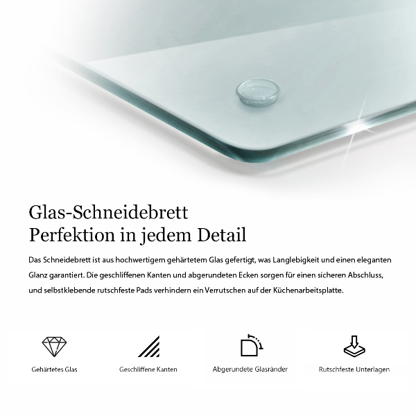 Transparent glass chopping board 24x20 in