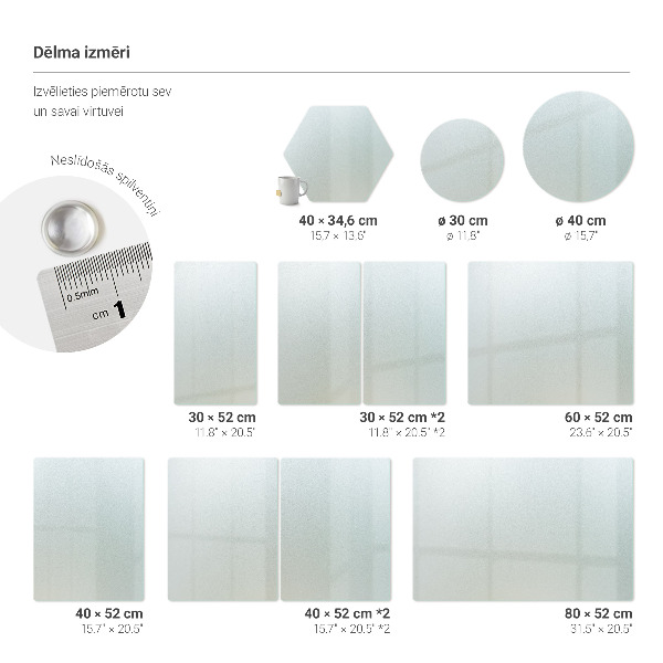 Glass kitchen board set of 2, each 11.8 × 20.5 inches