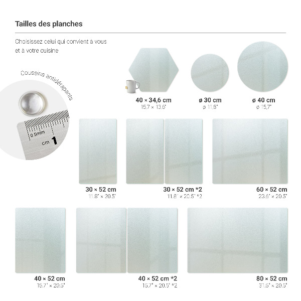 Glass chopping board 15.7×13.6 inches