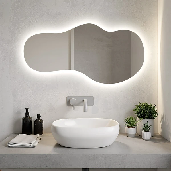 Asymetric LED light mirror unique 15x31 in