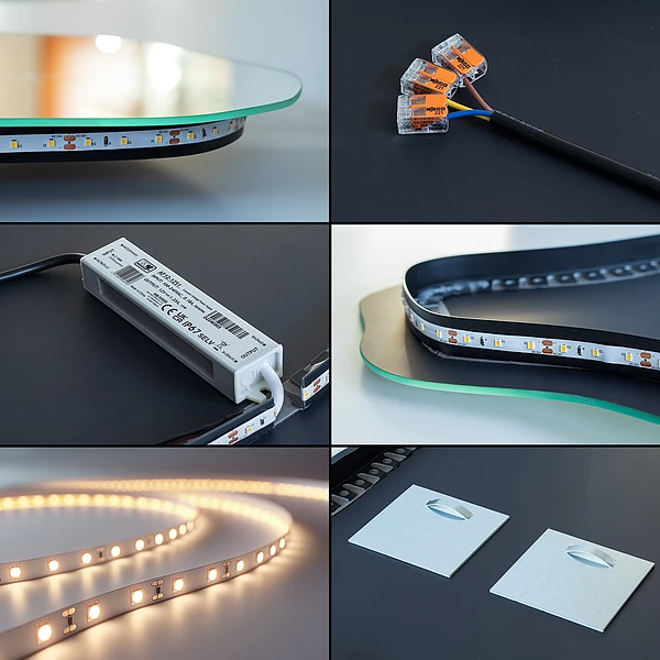 Asymmetrical LED mirror modern 19x39 in