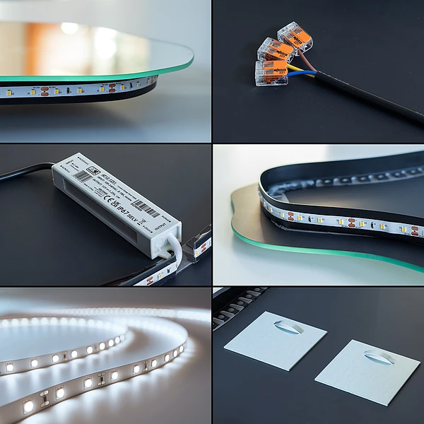 Asymmetrical LED mirror modern 19x39 in