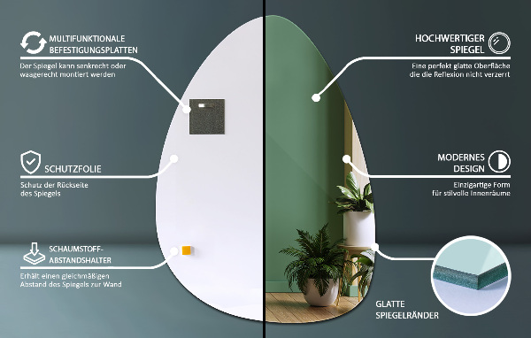 Egg-shaped mirror 50x70 cm