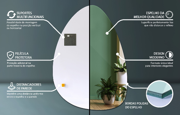 Egg-shaped mirror 50x70 cm
