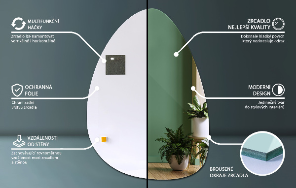 Ovoid mirror 64x90 cm