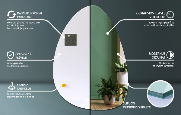 Ovoid mirror 64x90 cm