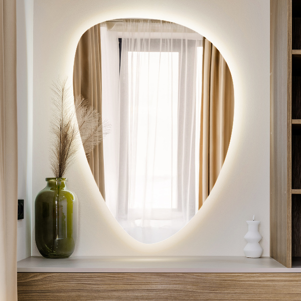 Egg shaped LED mirror 50x70 cm