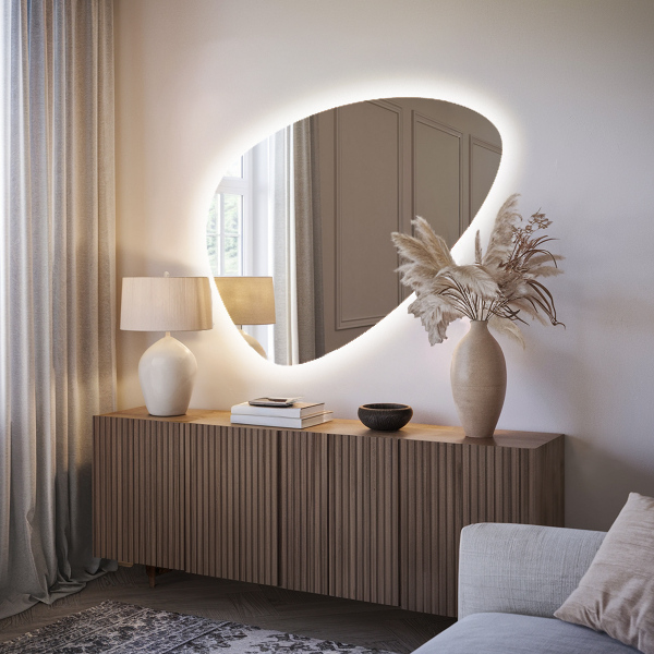 Egg shaped LED mirror 57x80 cm