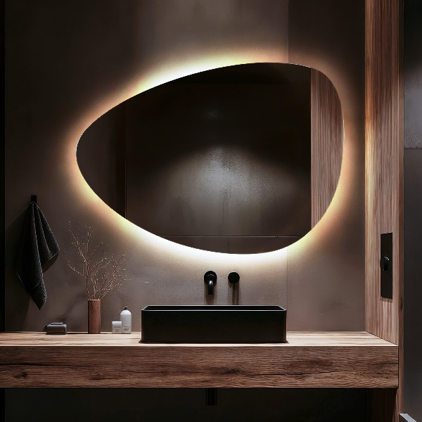 Egg shaped LED mirror 57x80 cm