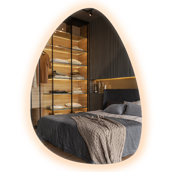 Ovoid LED mirror 64x90 cm