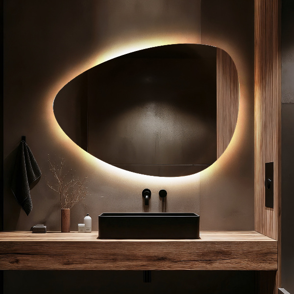 Ovoid LED mirror 64x90 cm