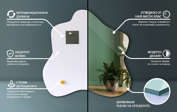 Mirror splash irregular 48x48 cm