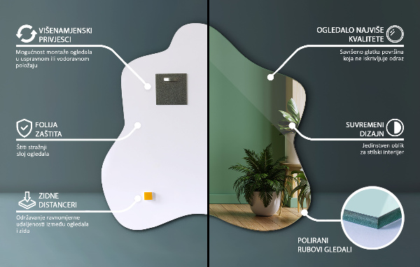 Mirror splash irregular 48x48 cm