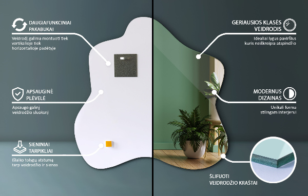 Mirror splash irregular 58x58 cm
