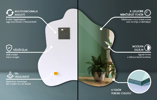 Mirror splash irregular 58x58 cm