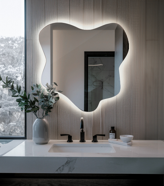 Irregular splash led mirror 48x49 cm