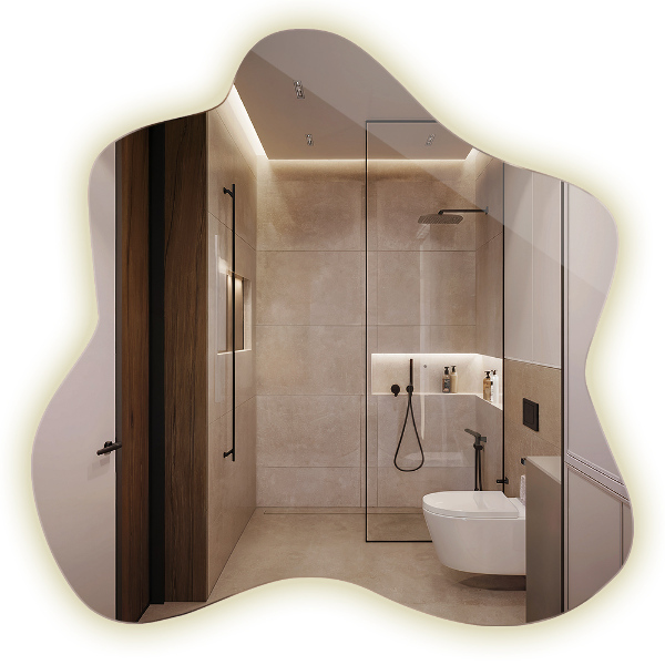 Irregular splash led mirror 48x49 cm