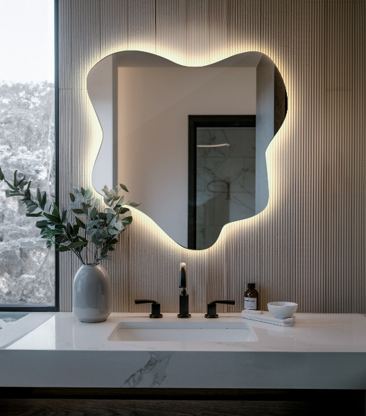 Irregular splash led mirror 58x58 cm