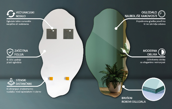 Irregular shape mirror stain 20x40 in