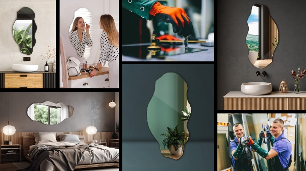 Irregular shape mirror stain 20x40 in