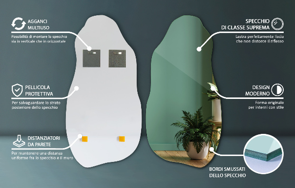 Irregular mirror decorative for the wall 16x32 in