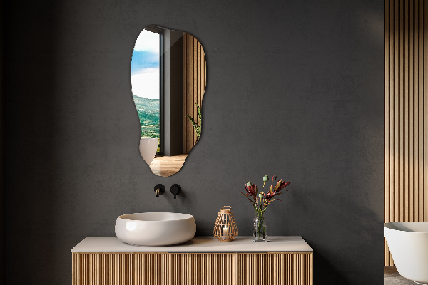 Irregular shaped mirror frameless stylish accessory 18x36 in