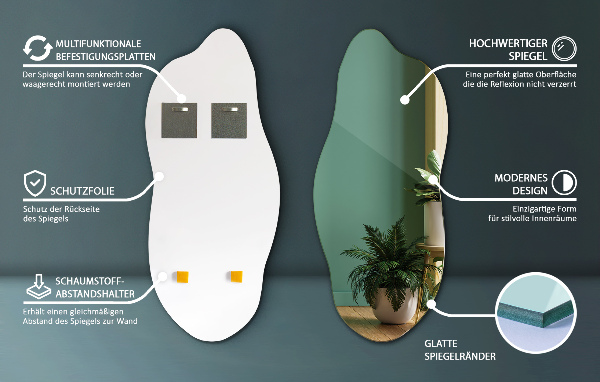 Irregular mirror decorative for the wall 35x80 cm