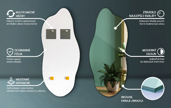 Irregular mirror decorative for the wall 35x80 cm