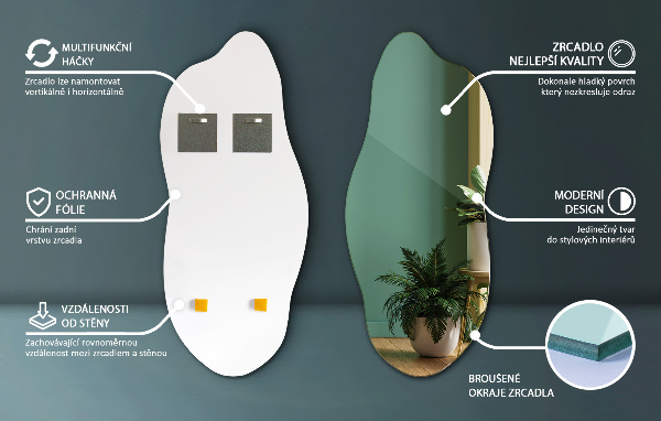 Irregular shape mirror without frame 40x90 cm