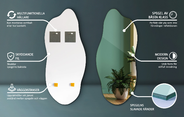 Asymmetrical mirror modern 45x100 cm