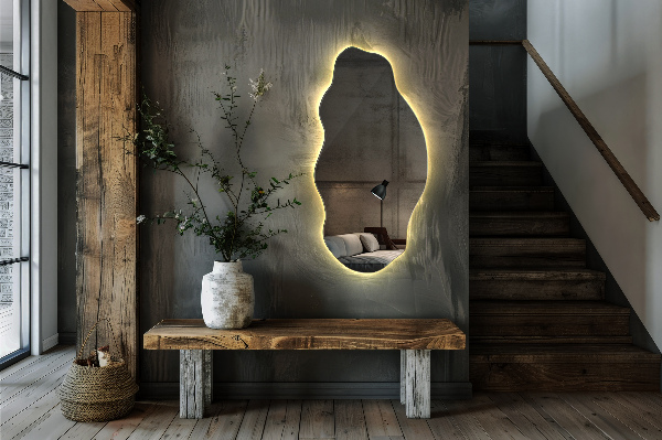 Organic shape led backlit mirror decorative 40x80 cm