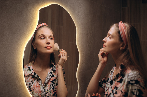 Organic mirror with led lights 50x100 cm