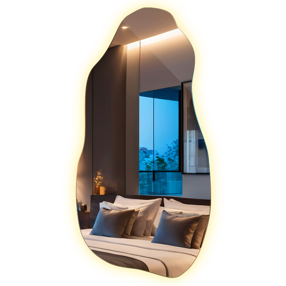 organic shape led backlit mirror stylish 40x80 cm