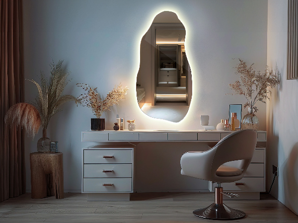 organic shape led backlit mirror stylish 40x80 cm