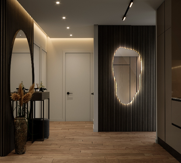 organic shape led backlit mirror stylish 40x80 cm