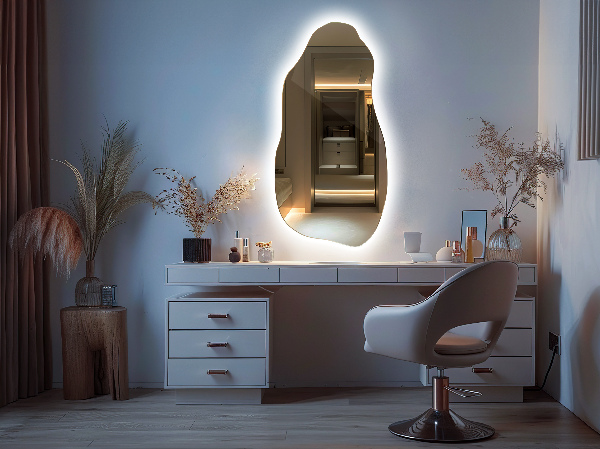 organic shape led backlit mirror stylish 40x80 cm